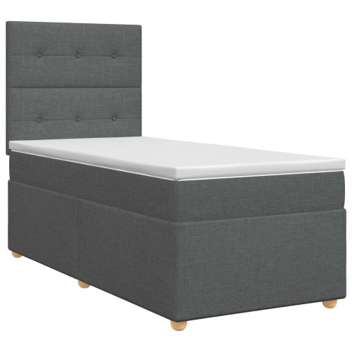 Boxmadras med topmadras 80 x 200 cm mørkegrå stof