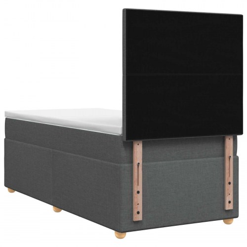 Boxmadras med topmadras 80 x 200 cm mørkegrå stof