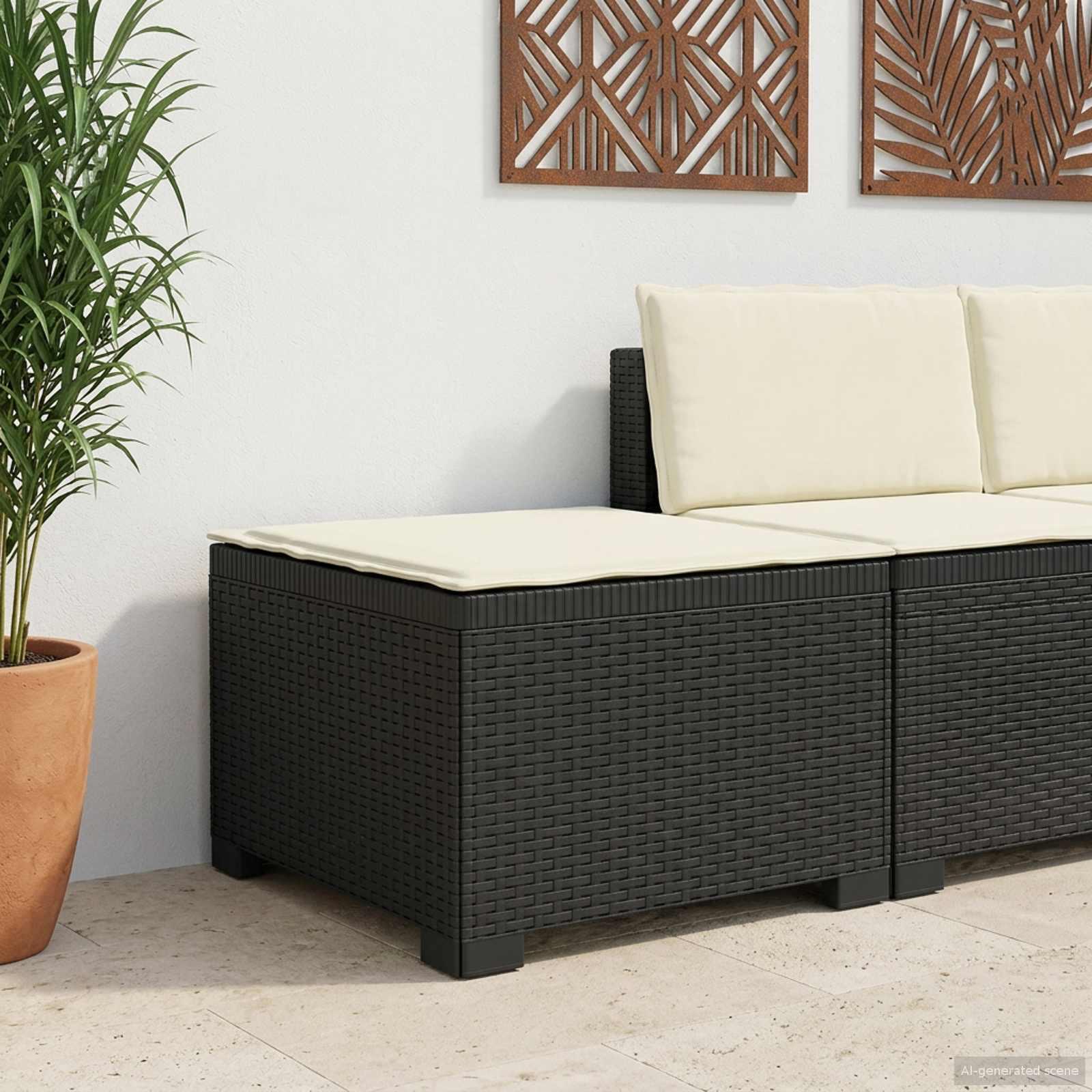 1-personers havemøbelsofa med pude i rattan look PP antracit