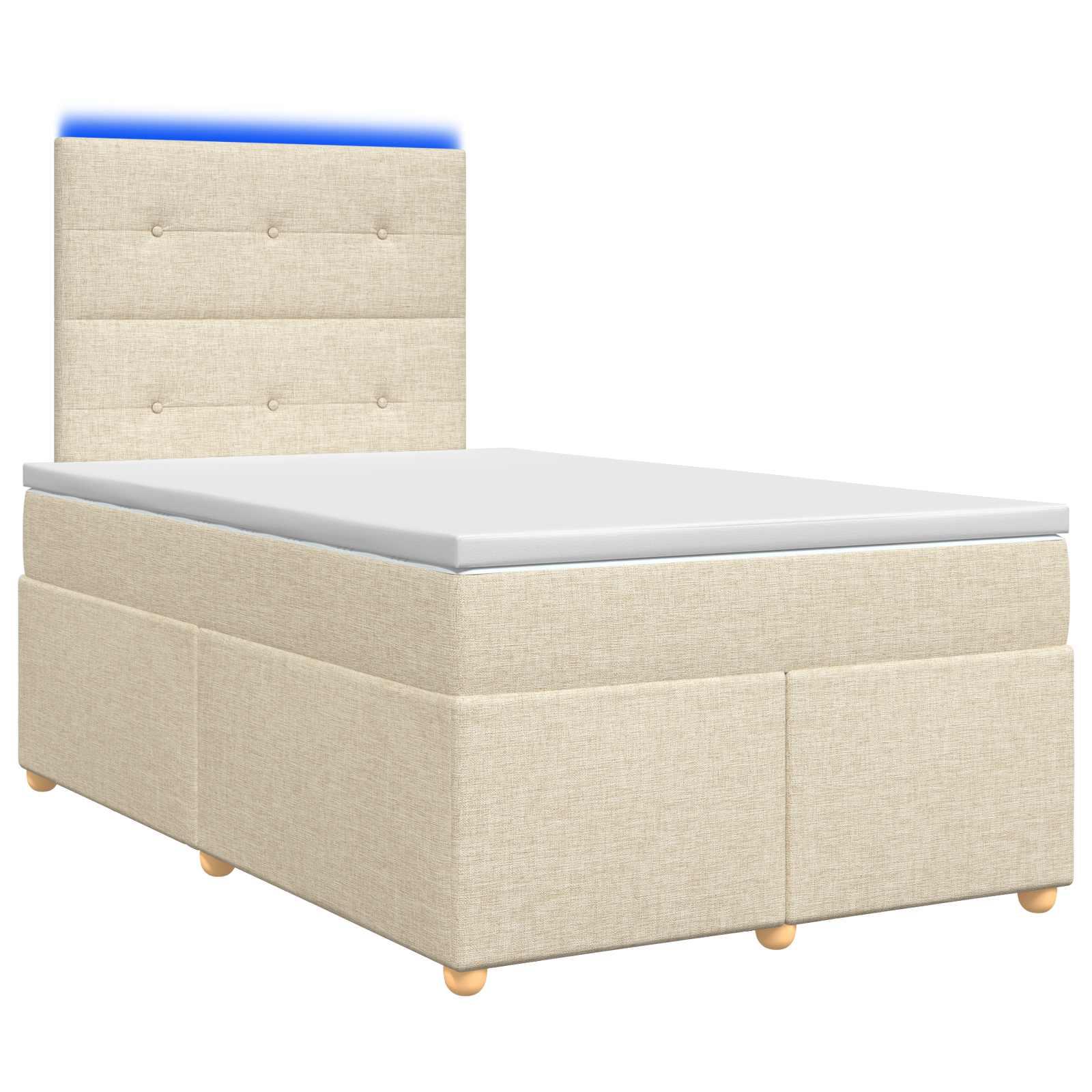 Boxspring seng med madras og topmadras 120 x 190 cm - cremefarvet stof