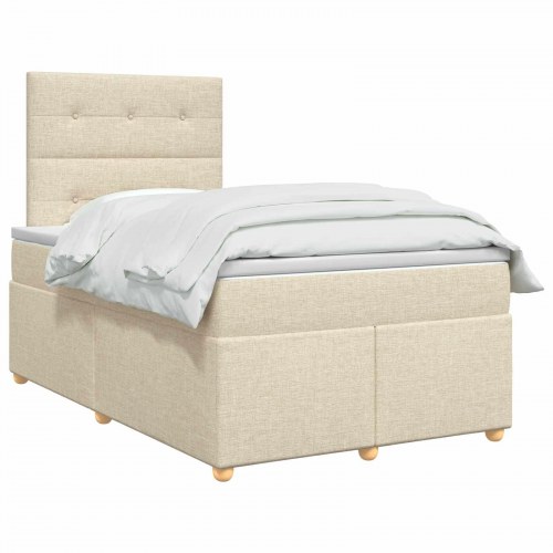 Boxspring seng med madras og topmadras 120 x 190 cm - cremefarvet stof