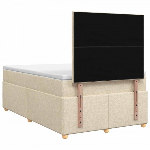 Boxspring seng med madras og topmadras 120 x 190 cm - cremefarvet stof