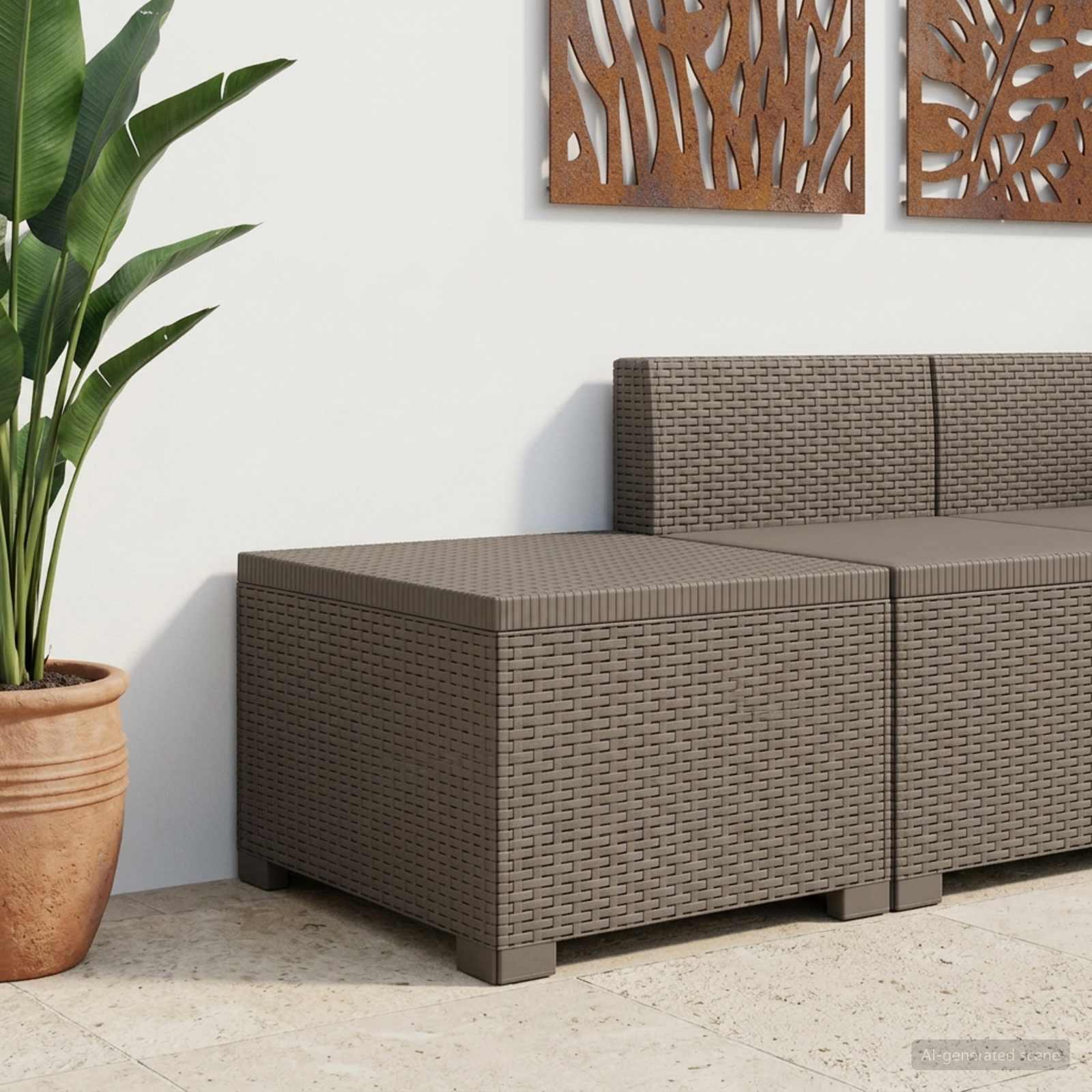 1-personers havemøbelsofa i rattan look PP lysegrå