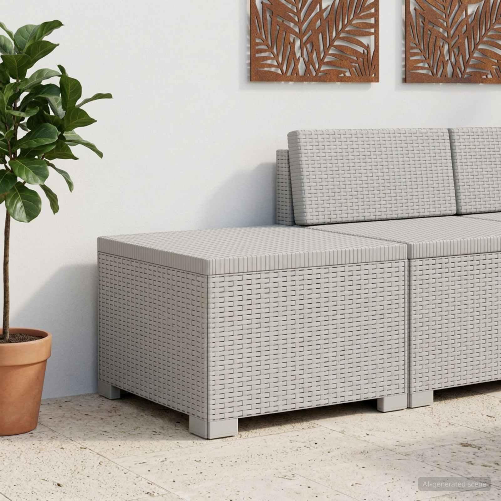 1-personers havemøbelsofa i rattan look PP - hvid