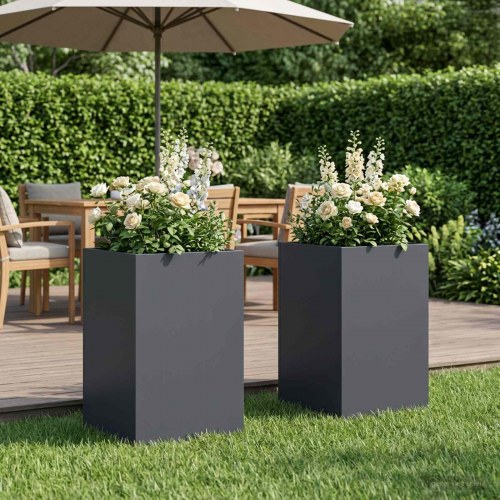 Blomsterkrukke 2 stk. antracit 40 x 40 x 50 cm