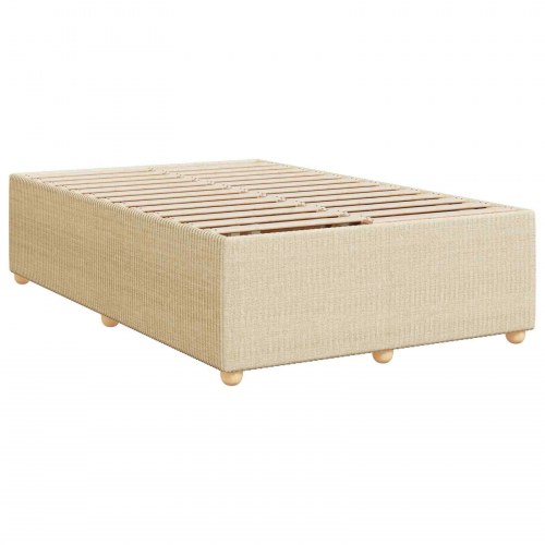 LED boksmadrasseng med madras 120 x 190 cm i cremefarvet stof