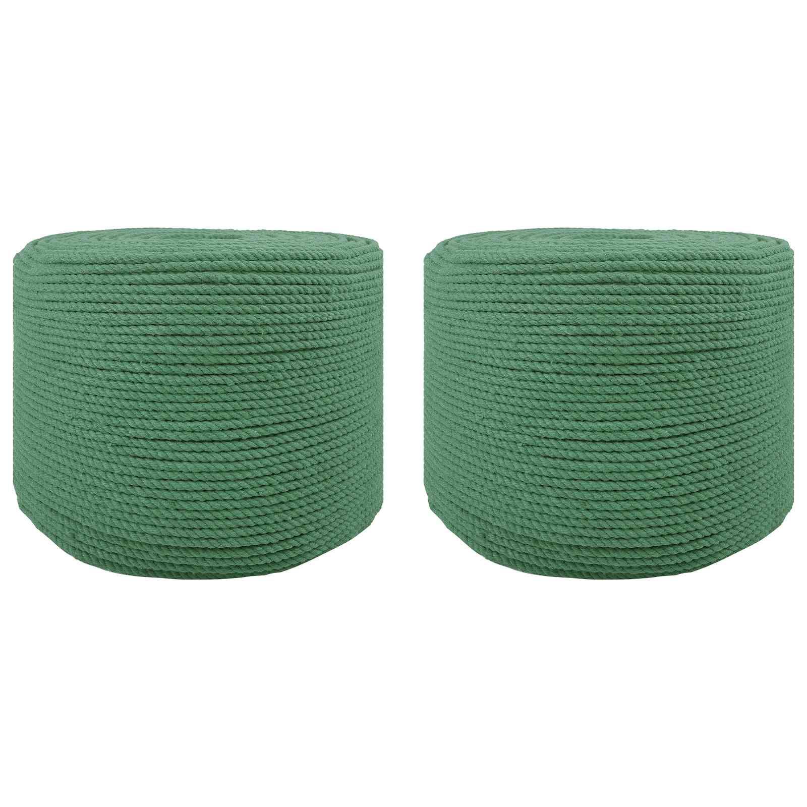 Bomuldssnor 2 stk. 2 mm 100 m grøn - 100% bomuld