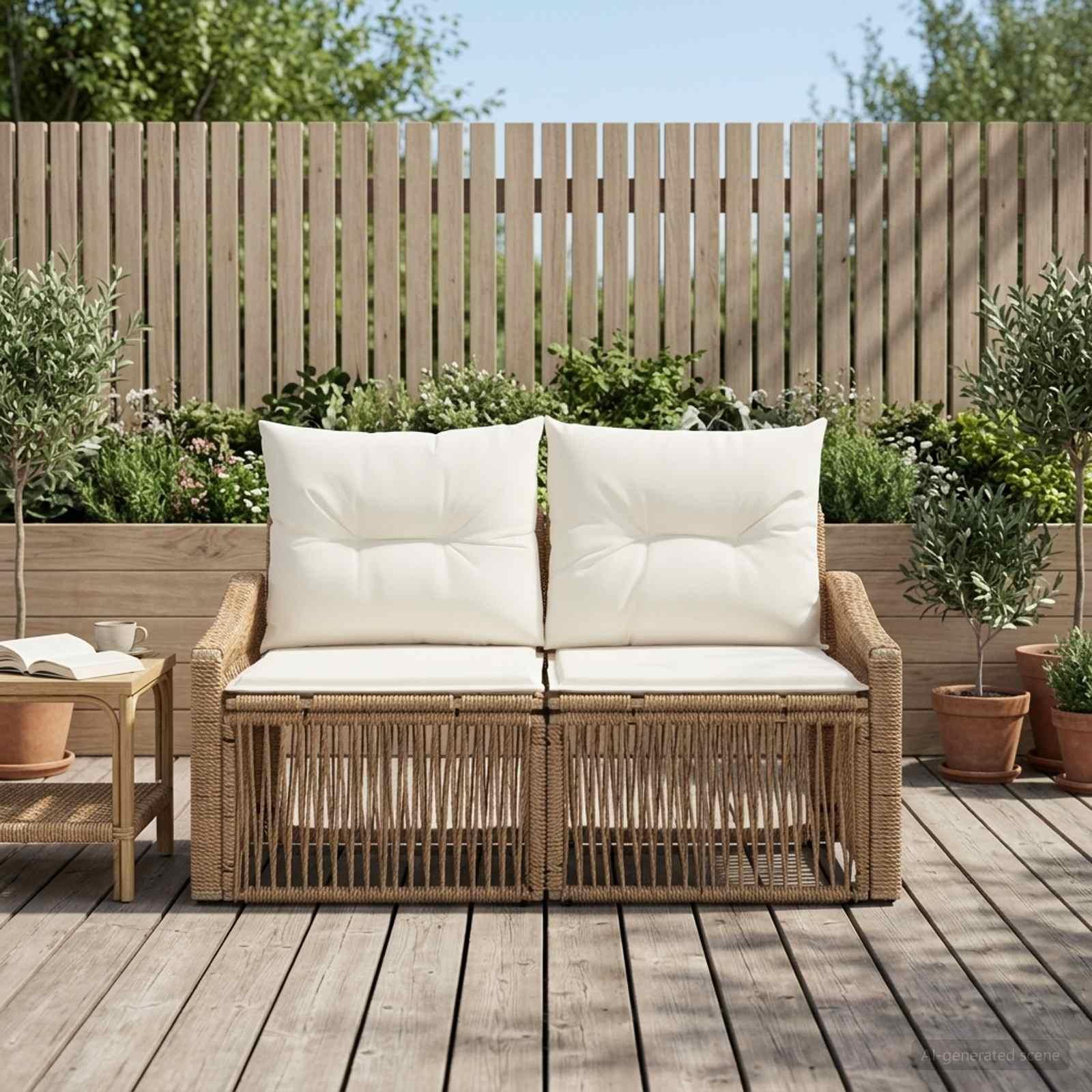 vidaXL Havemøbelsofa 2-Antal sæder Beige polyrattan