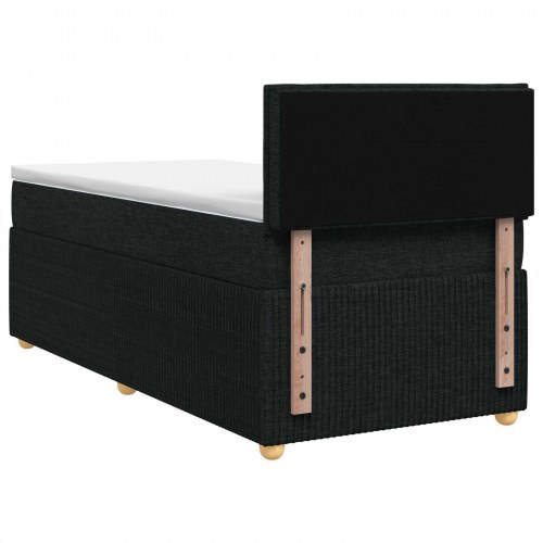 Boksmadras seng med topmadras og justerbar hovedgavl 80 x 200 cm sort stof