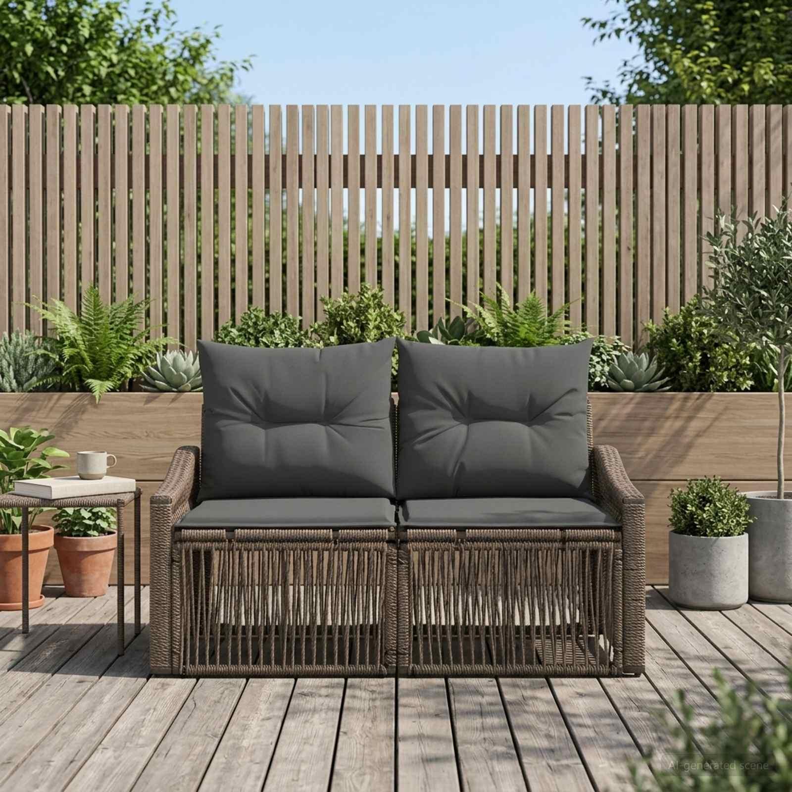 vidaXL Havemøbelsofa 2-Antal sæder Grå polyrattan