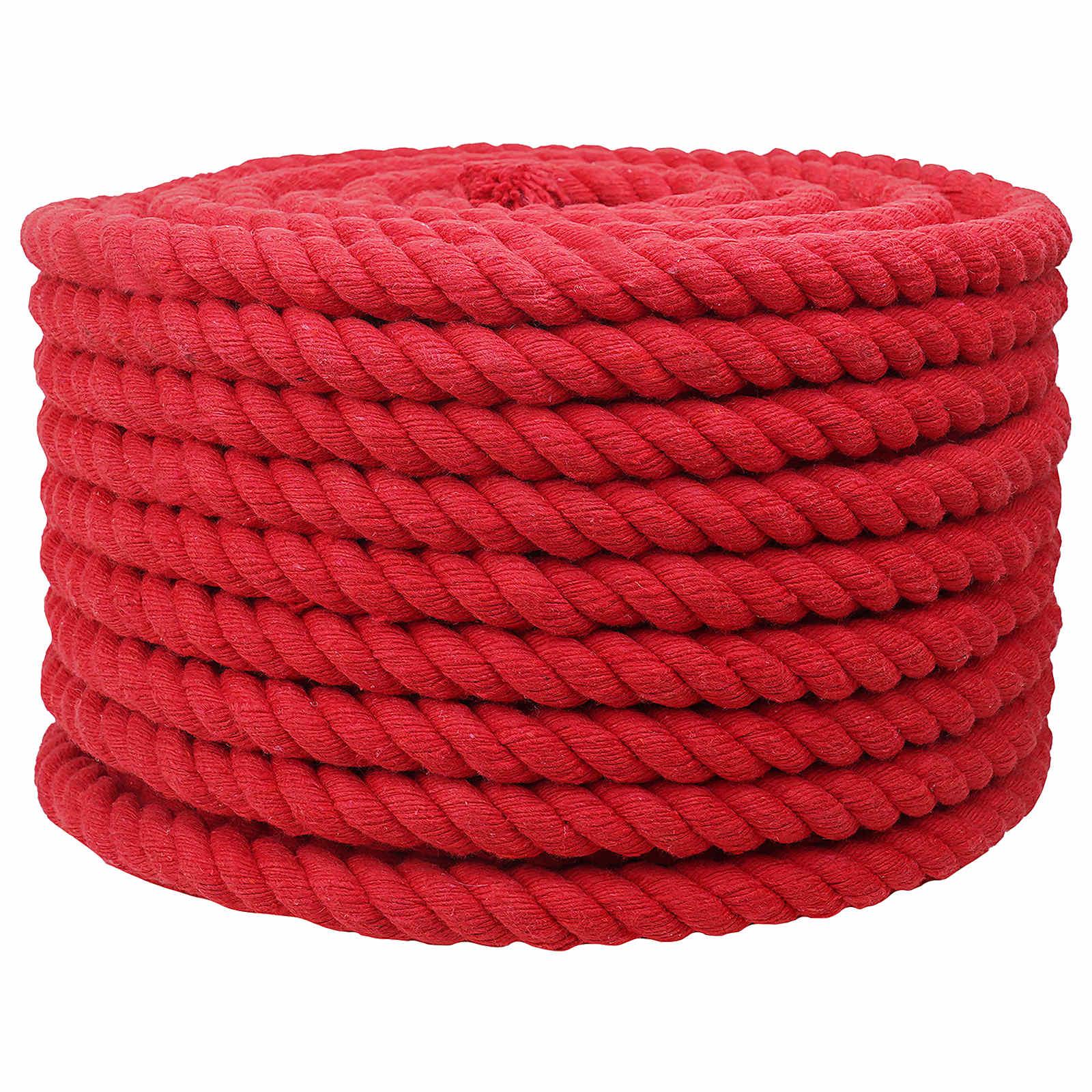 Bomulds snor 20 mm 25 m rød - 100% bomuldsreb