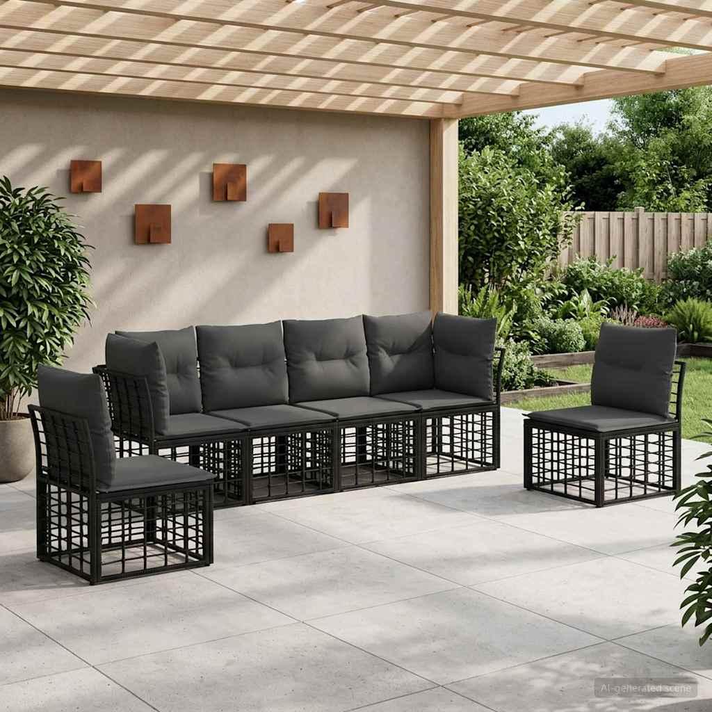 Udendørs sofagruppe i sort polyester - modulært loungesæt til have og terrasse