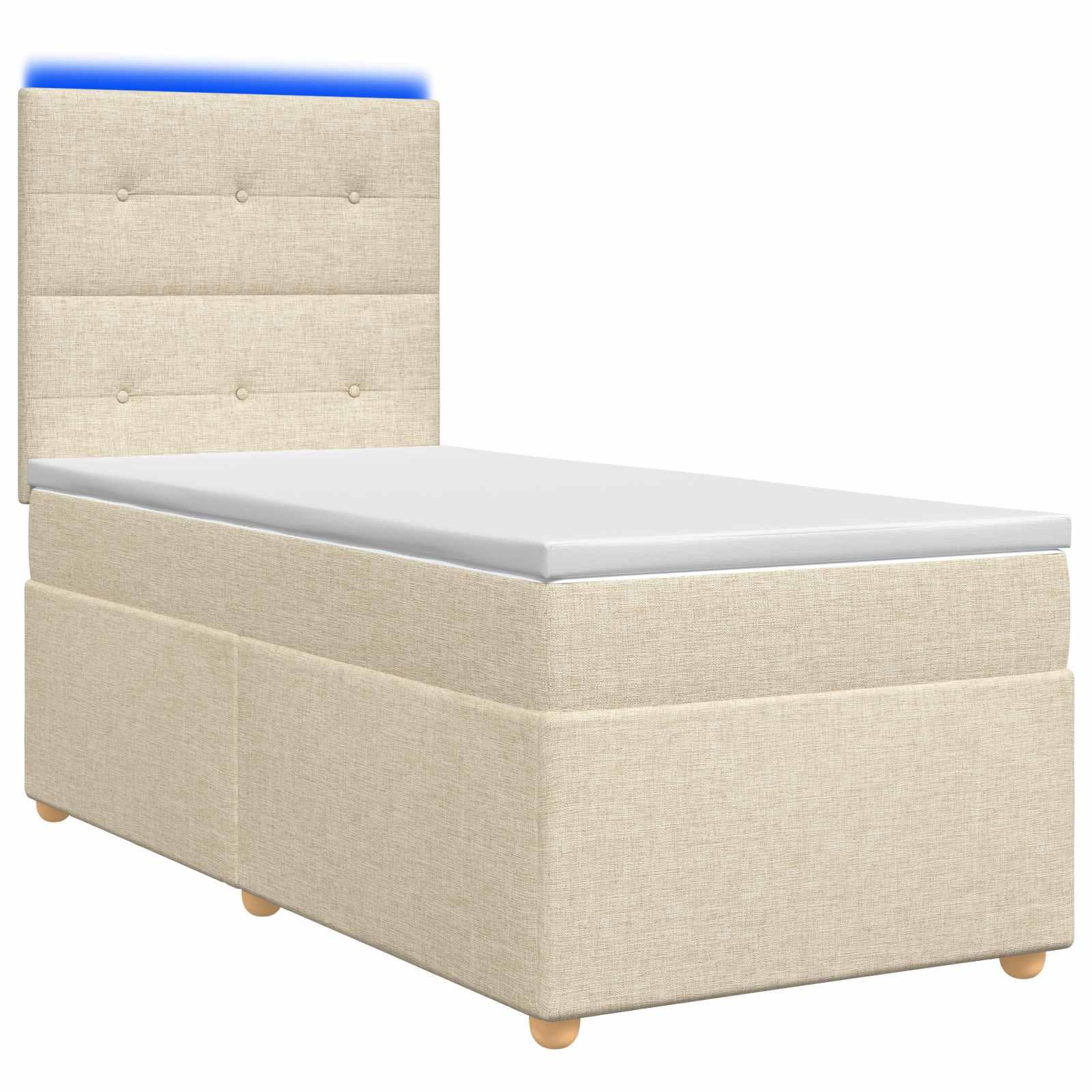 Boxspring seng med madras og topmadras 90 x 190 cm - cremefarvet stof