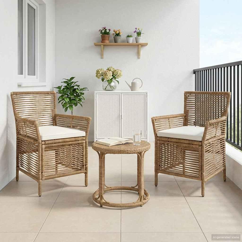 Udestole 2 stk. i beige og creme polyrattan