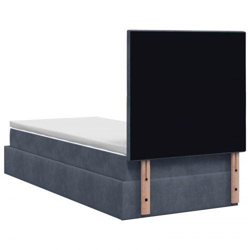 Ottoman seng med madras 90 x 200 cm i mørkegrå fløjl