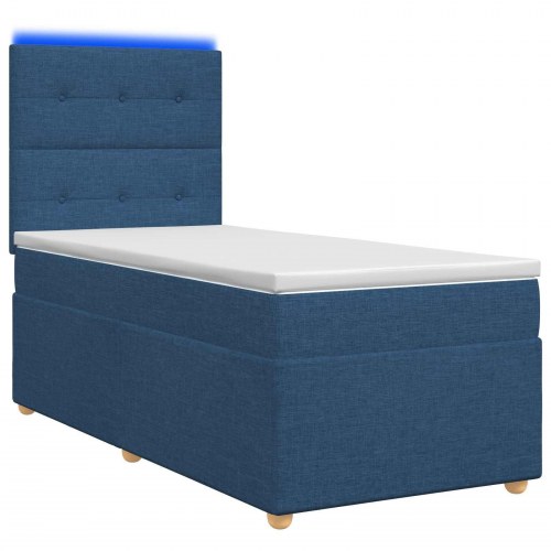 Boxspring seng med madras, topmadras og justerbart hovedgærde 80 x 200 cm - blå