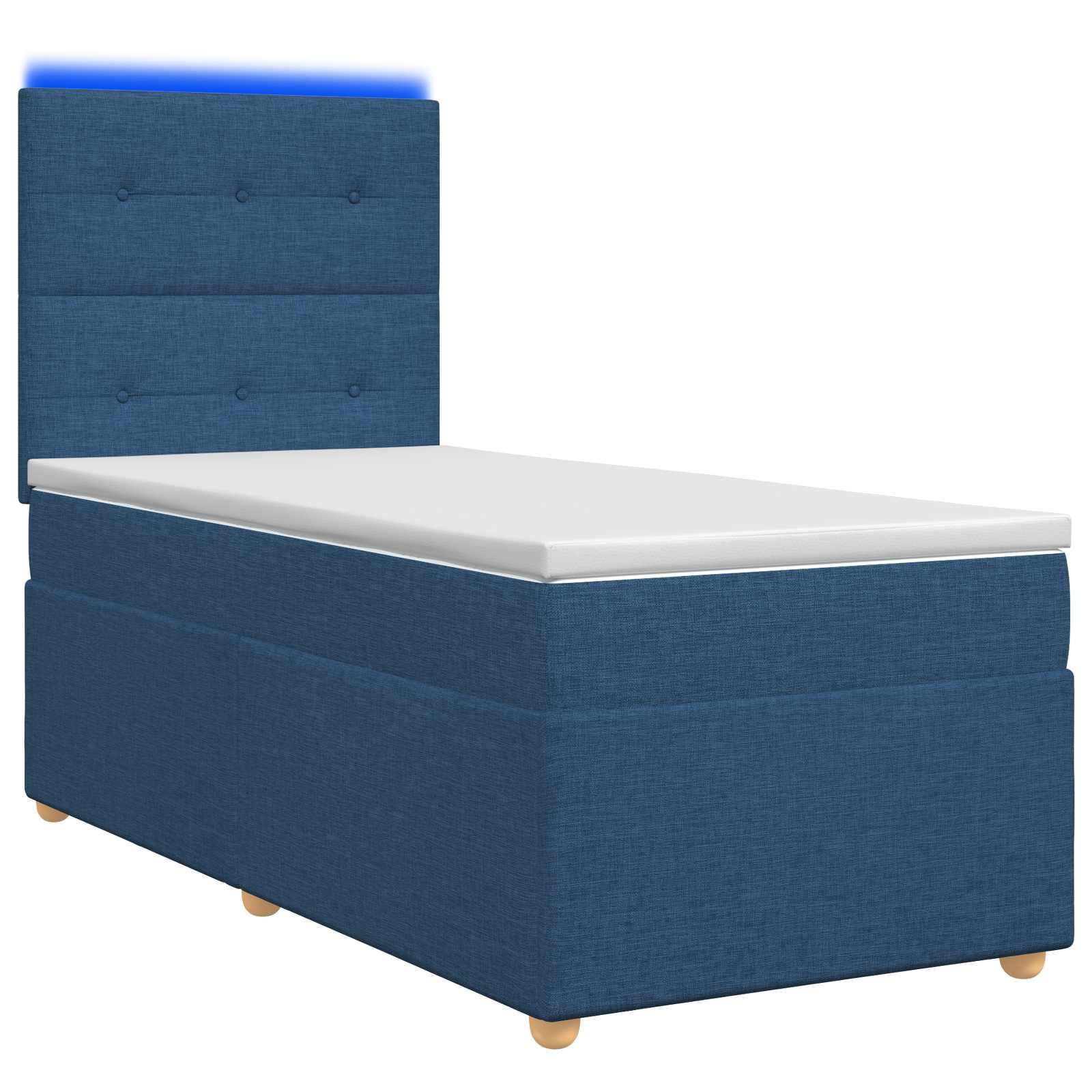 Boxspring seng med madras, topmadras og justerbart hovedgærde 80 x 200 cm - blå