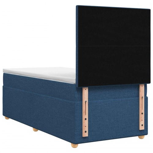 Boxspring seng med madras, topmadras og justerbart hovedgærde 80 x 200 cm - blå
