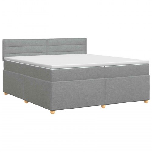 Boxspring seng med madras og topmadras 200 x 200 cm lysegrå stof