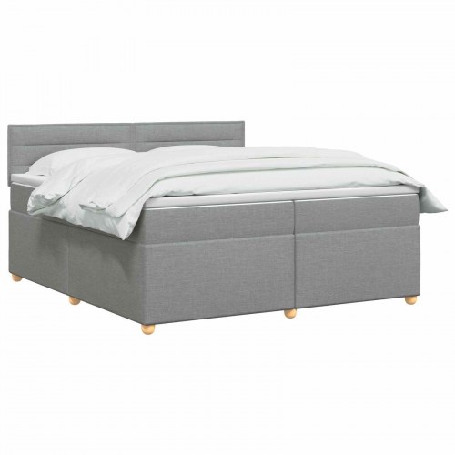Boxspring seng med madras og topmadras 200 x 200 cm lysegrå stof