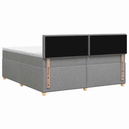 Boxspring seng med madras og topmadras 200 x 200 cm lysegrå stof