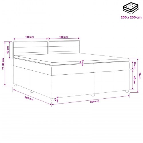 Boxspring seng med madras og topmadras 200 x 200 cm lysegrå stof