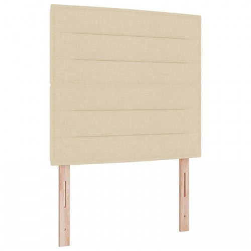 LED boksmadrasseng med madras 90 x 190 cm cremefarvet stof