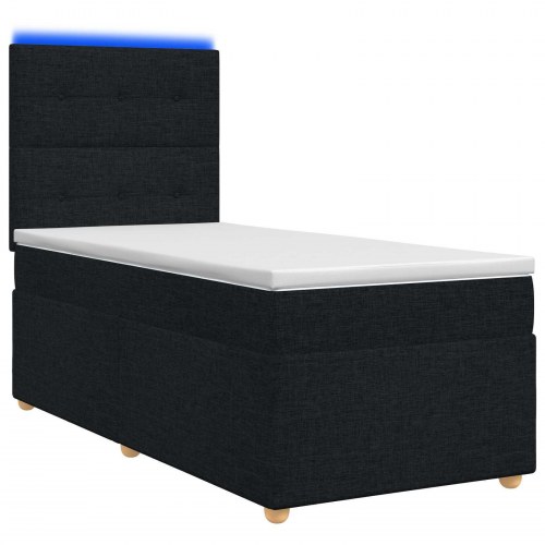 Boxspring seng med madras, topmadras og justerbart hovedgærde 80 x 200 cm - sort stof