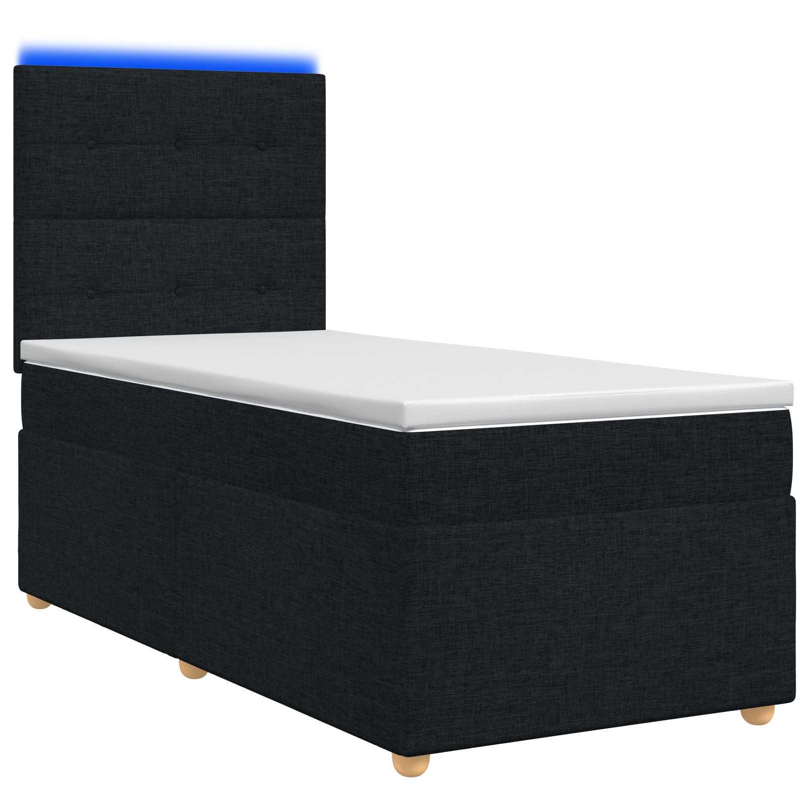 Boxspring seng med madras, topmadras og justerbart hovedgærde 80 x 200 cm - sort stof