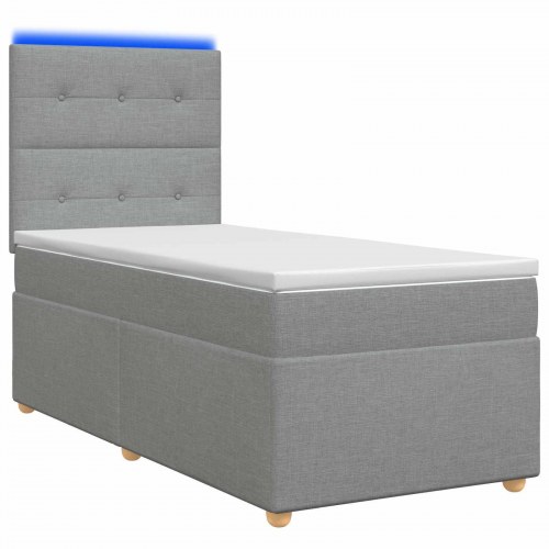 Boxspring seng med madras, topmadras og justerbart hovedgærde 80 x 200 cm - lysegrå