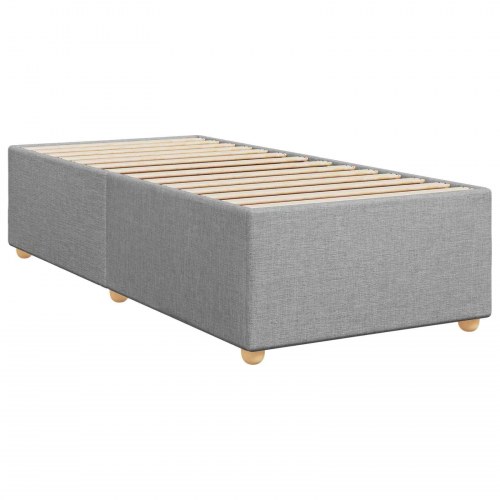 Boxspring seng med madras, topmadras og justerbart hovedgærde 80 x 200 cm - lysegrå