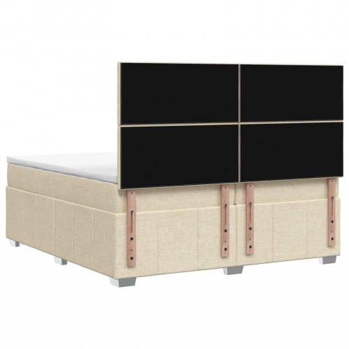 Boksmadras seng med topmadras 140 x 190 cm cremefarvet stof