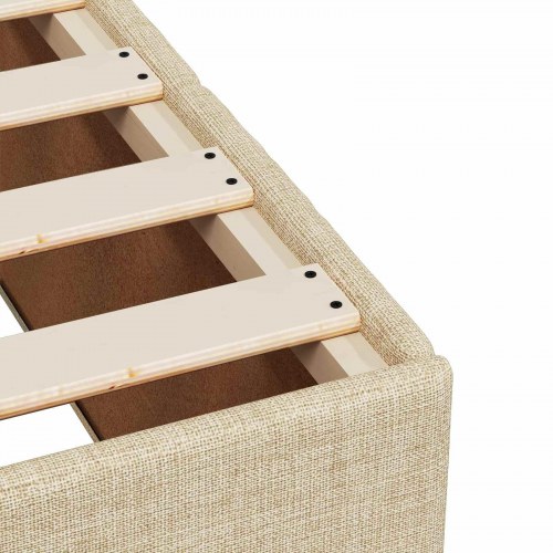 Boksmadras seng med topmadras 140 x 190 cm cremefarvet stof