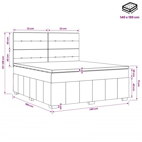 Boksmadras seng med topmadras 140 x 190 cm cremefarvet stof