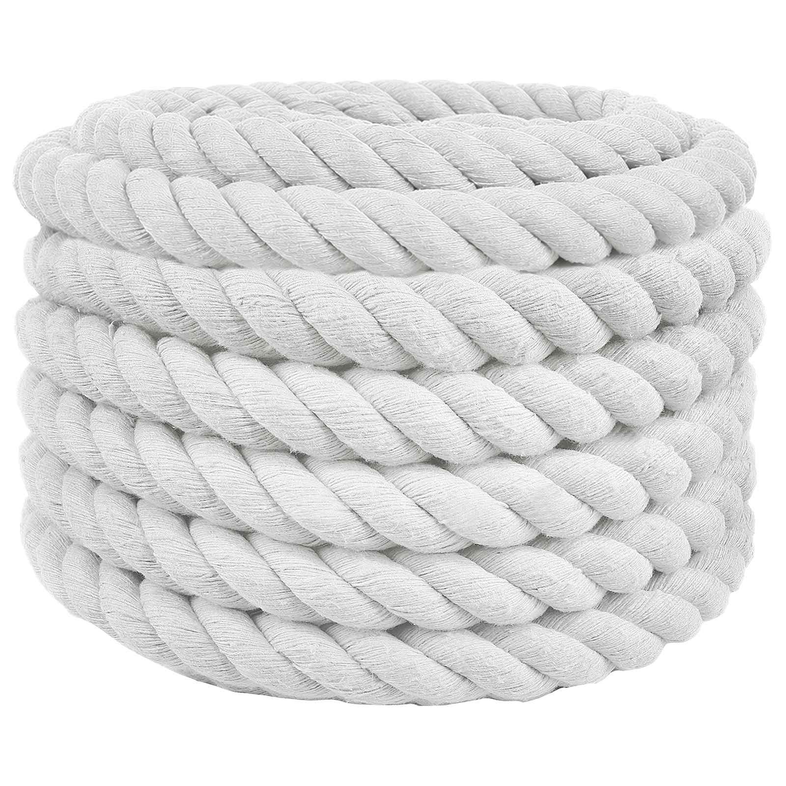 vidaXL Bomulds Snor 30 mm 10 m Hvid 100% Bomuld