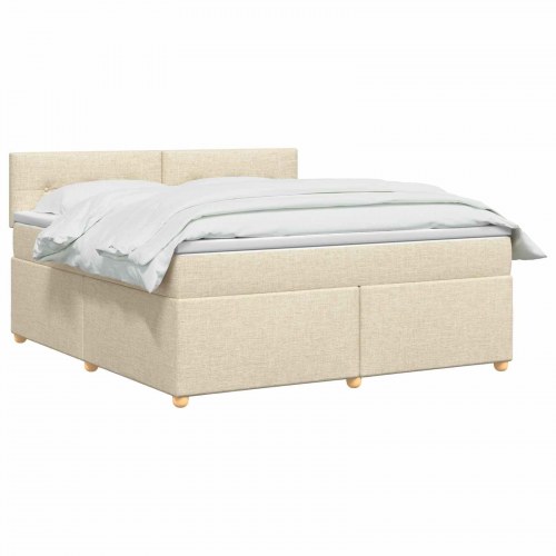 Kontinentalseng med topmadras 140 x 200 cm cremefarvet stof