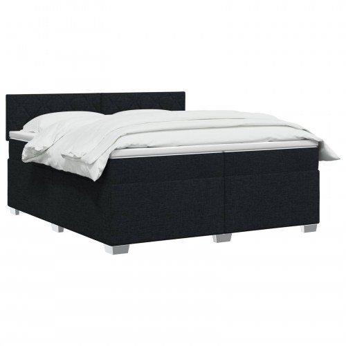 Boksmadras med topmadras og justerbar hovedgavl - sort 200 x 200 cm