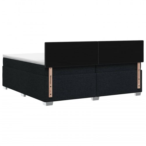 Boksmadras med topmadras og justerbar hovedgavl - sort 200 x 200 cm