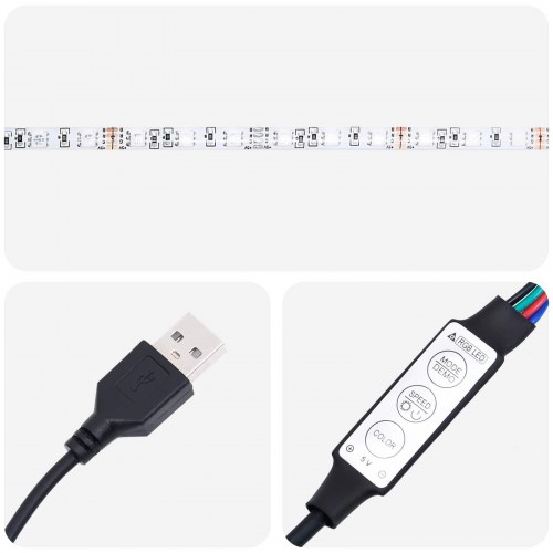 Ottoman seng med madras og LED 200 x 200 cm - blå stof
