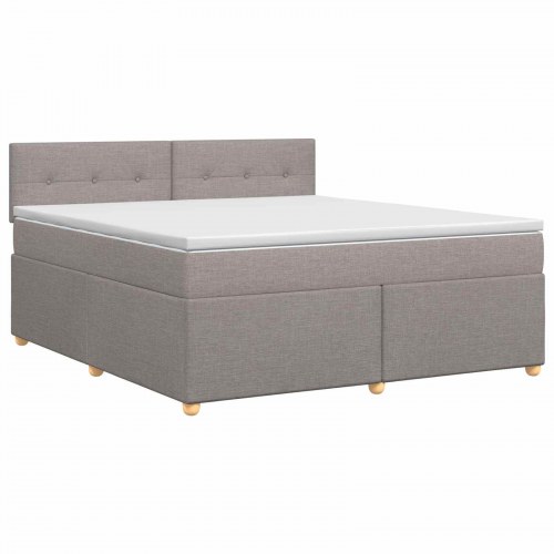 Boxspring seng med topmadras 140 x 200 cm gråbrun stof