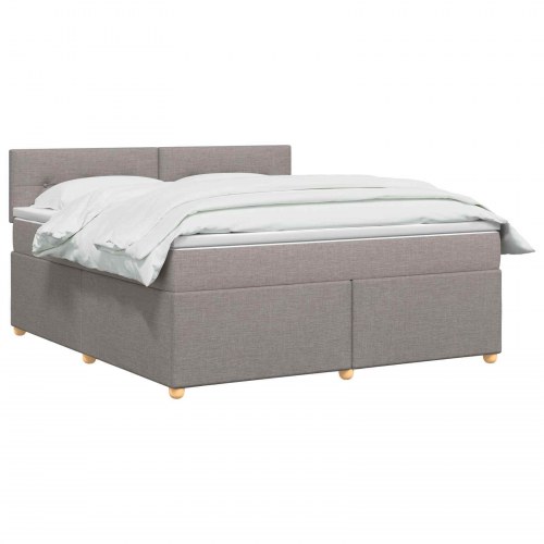 Boxspring seng med topmadras 140 x 200 cm gråbrun stof