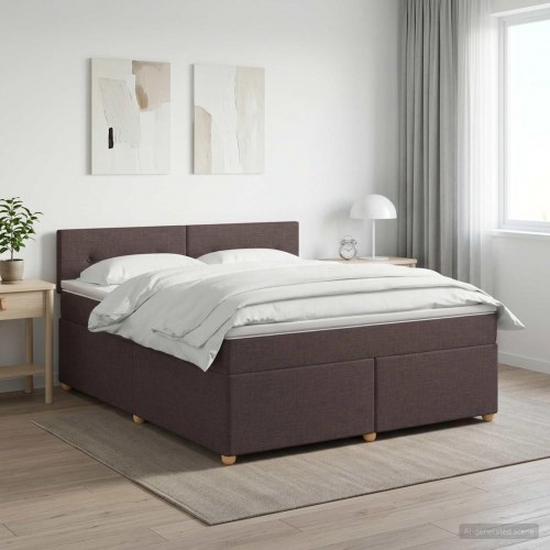 Boxspring seng med madras og topmadras 140 x 200 cm mørk brun stof