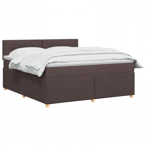 Boxspring seng med madras og topmadras 140 x 200 cm mørk brun stof