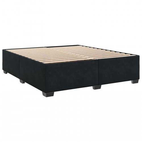 Boxmadras seng med topmadras og justerbart hovedgærde 180 x 200 cm sort fløjl