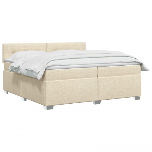 Boksmadras med topmadras 200 x 200 cm cremefarvet stof