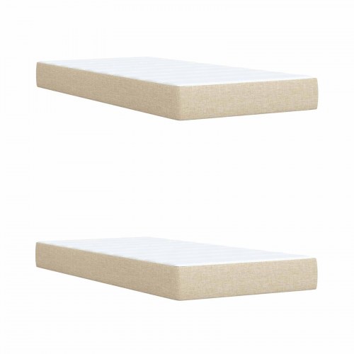 Boksmadras med topmadras 200 x 200 cm cremefarvet stof