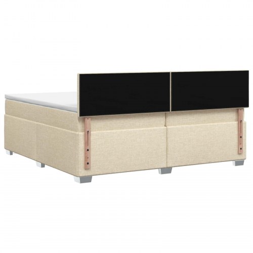 Boksmadras med topmadras 200 x 200 cm cremefarvet stof