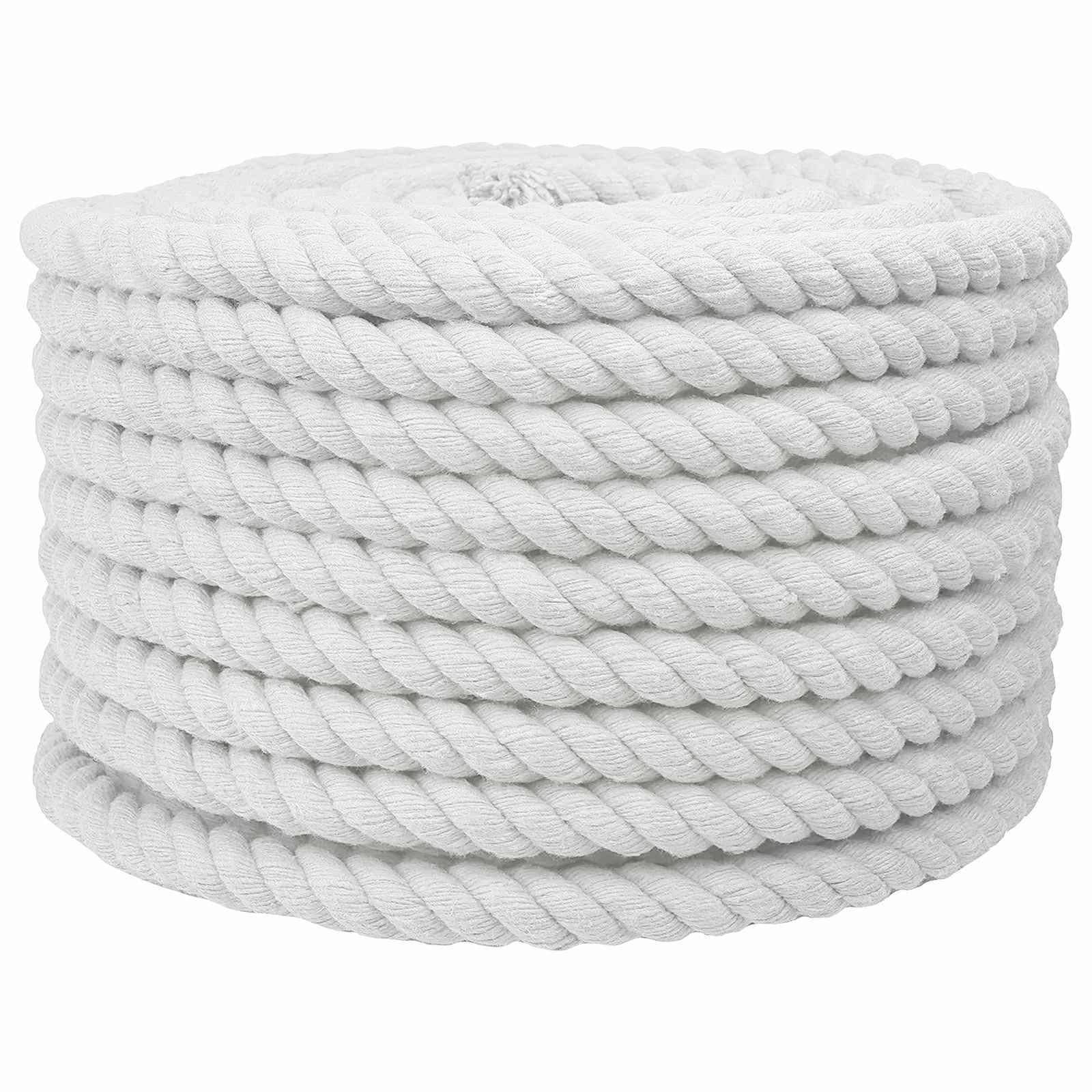 vidaXL Bomulds Snor 20 mm 50 m Hvid 100% Bomuld