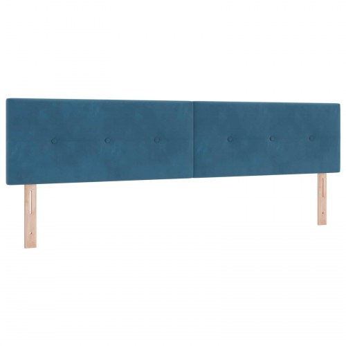 Kontinentalseng med madras og LED 200 x 200 cm i blå velour