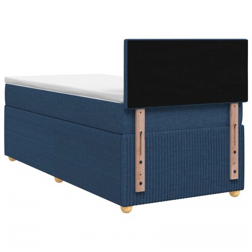 Madras med topmadras og justerbar sengegavl 100 x 200 cm blå stof
